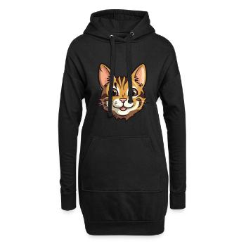 Bengal Katze Cartoon Aquarell Illustration - Hoodie-Kleid - Schwarz - Vorne