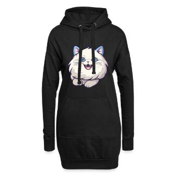 Ragdoll Cat Cartoon Illustration à l’aquarelle - Sweat-shirt à capuche long Femme - noir - Devant
