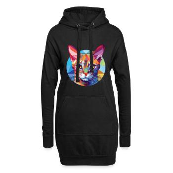 Somali Shorthair Cat Coloré Aquarelle Dessin Animé - Sweat-shirt à capuche long Femme - noir - Devant