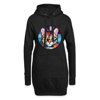 Chat américain à poil dur coloré aquarelle dessin animé - Sweat-shirt à capuche long Femme - noir - Devant