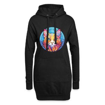 Australische Nebelkatze Bunte Aquarell-Karikatur - Hoodie-Kleid - Schwarz - Vorne