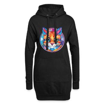 Bambino Cat Breed Illustration aquarelle colorée - Sweat-shirt à capuche long Femme - noir - Devant