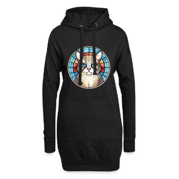Birma Katze Rasse Bunte Aquarell Illustration - Hoodie-Kleid - Schwarz - Vorne