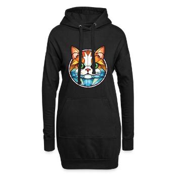 Munchkin-Katze bunte Aquarell-Haustier-Illustration - Hoodie-Kleid - Schwarz - Vorne