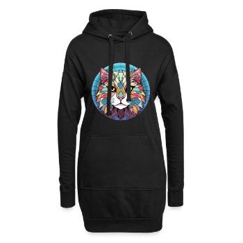 Highlander chat coloré aquarelle illustration - Sweat-shirt à capuche long Femme - noir - Devant