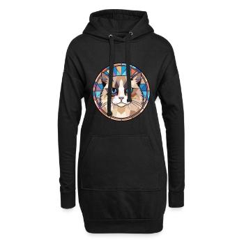 Ragdoll Cat Breed Illustration aquarelle colorée - Sweat-shirt à capuche long Femme - noir - Devant