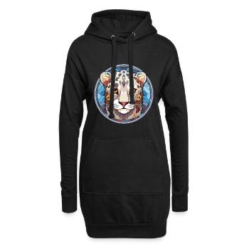 Léopard des neiges bébé chat coloré dessin animé aquarelle - Sweat-shirt à capuche long Femme - noir - Devant