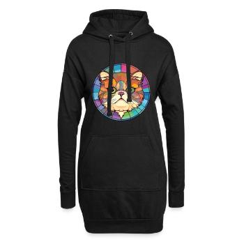 Chat exotique à poil court coloré dessin animé aquarelle - Sweat-shirt à capuche long Femme - noir - Devant