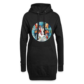 Chat Angora Turc Aquarelle Colorée Dessin Animé Pour Animaux De Compagnie - Sweat-shirt à capuche long Femme - noir - Devant