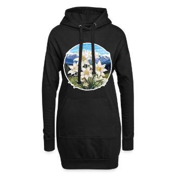 Edelweiss Fleur Plante Montagnes - Sweat-shirt à capuche long Femme - noir - Devant