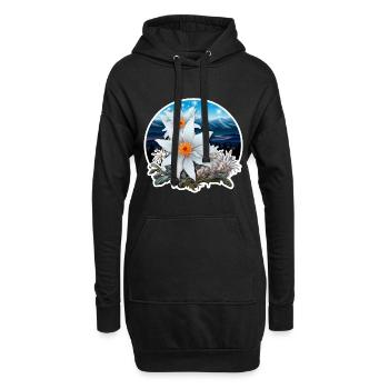 Edelweiss Fleur Plante Montagnes - Sweat-shirt à capuche long Femme - noir - Devant