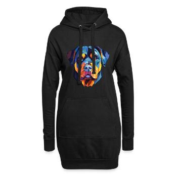 Rottweiler chien race aquarelle verre Illustration - Sweat-shirt à capuche long Femme - noir - Devant