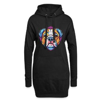 Bulldogge Hund Rasse Bunte Aquarell Illustration - Hoodie-Kleid - Schwarz - Vorne