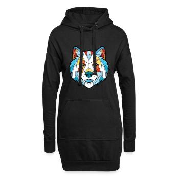 Illustration à l’aquarelle de race de chien esquimau canadien - Sweat-shirt à capuche long Femme - noir - Devant