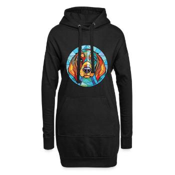 Cao da Serra de Aires Hunderasse Aquarellglas - Hoodie-Kleid - Schwarz - Vorne