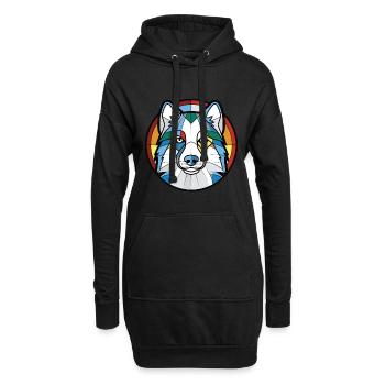 Illustration à l’aquarelle de race de chien esquimau canadien - Sweat-shirt à capuche long Femme - noir - Devant