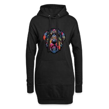 Terrier russe noir chien race verre aquarelle - Sweat-shirt à capuche long Femme - noir - Devant