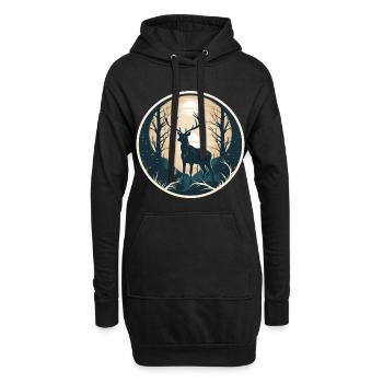 Cerf Nature - Sweat-shirt à capuche long Femme - noir - Devant