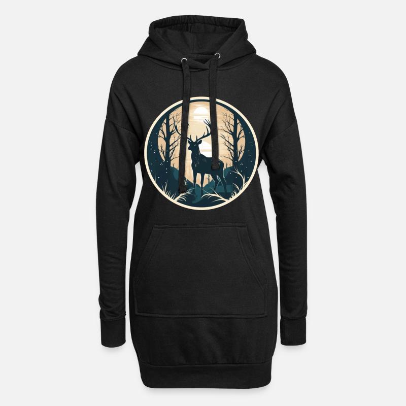 Hirsch Natur - Hoodie-Kleid - Schwarz