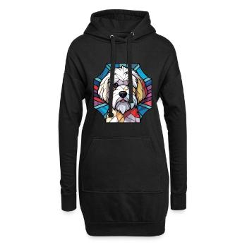 Coton Du Tuléar race chien aquarelle illustration - Sweat-shirt à capuche long Femme - noir - Devant