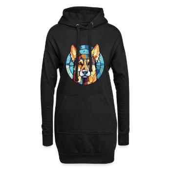 Sibérie orientale Laika chien race aquarelle colorée - Sweat-shirt à capuche long Femme - noir - Devant