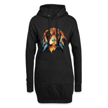 Anglais Toy Spaniel chien race aquarelle colorée - Sweat-shirt à capuche long Femme - noir - Devant