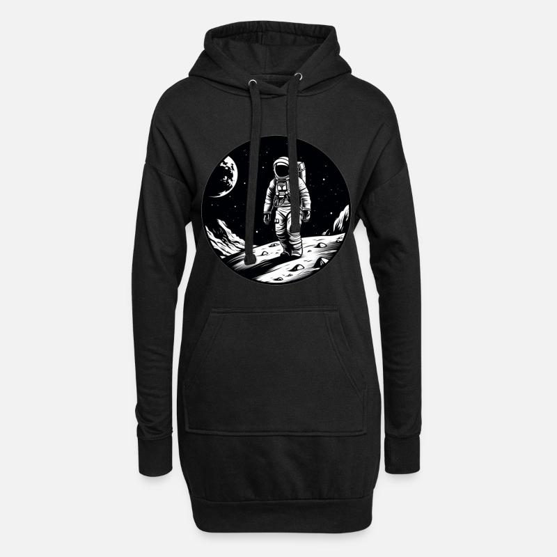 Astronaut Mond - Hoodie-Kleid - Schwarz