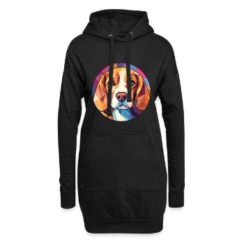 Beagle Hunderasse Bunte Aquarell Illustration - Hoodie-Kleid - Schwarz - Vorne
