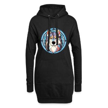 Alaskan Malamute Hunderasse Aquarell Illustration - Hoodie-Kleid - Schwarz - Vorne