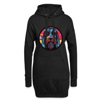 Terrier russe noir chien race verre aquarelle - Sweat-shirt à capuche long Femme - noir - Devant