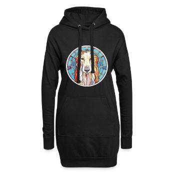 Barzoï chien race coloré aquarelle Illustration - Sweat-shirt à capuche long Femme - noir - Devant