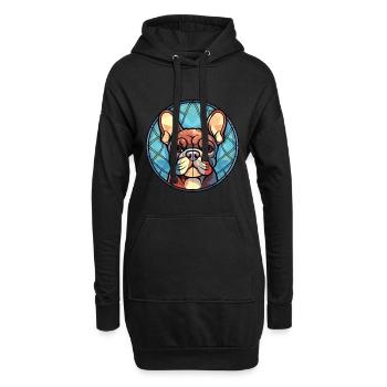 Deutsche Pinscher Hunderasse Aquarell Illustration - Hoodie-Kleid - Schwarz - Vorne