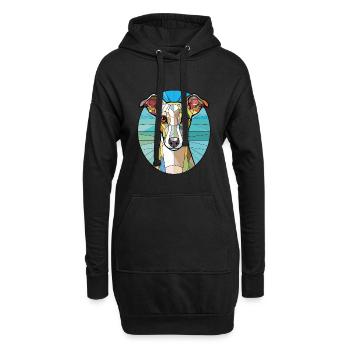 Illustration à l’aquarelle de race de chien Whippet anglais - Sweat-shirt à capuche long Femme - noir - Devant