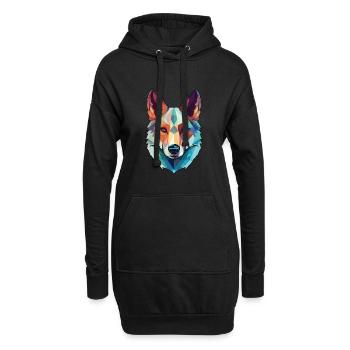 Tschechoslowakischer Wolfhund Hunderasse Aquarellglas - Hoodie-Kleid - Schwarz - Vorne