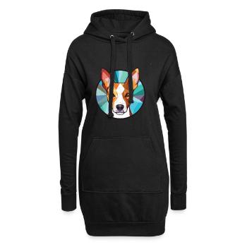 Basenji chien race coloré aquarelle illustration - Sweat-shirt à capuche long Femme - noir - Devant