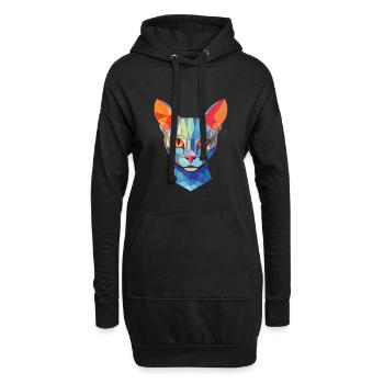Russische blaue Katze bunte Aquarell-Illustration - Hoodie-Kleid - Schwarz - Vorne