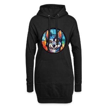 Alaskan Klee Kai chien race aquarelle Illustration - Sweat-shirt à capuche long Femme - noir - Devant
