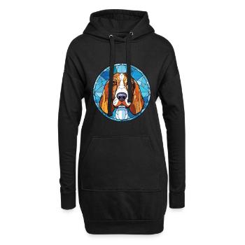 Basset Bleu de Gascogne Hunderasse Aquarellglas - Hoodie-Kleid - Schwarz - Vorne