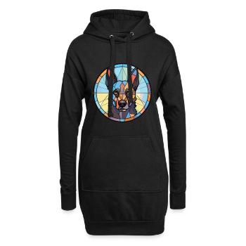 Berger Belge Groenendael race de chien aquarelle - Sweat-shirt à capuche long Femme - noir - Devant