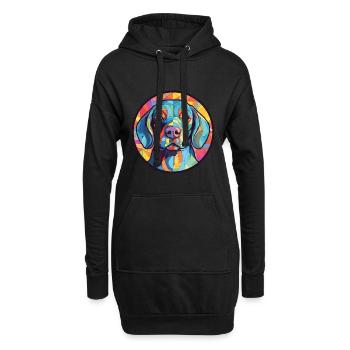Hunderasse Bunte Aquarell Illustration - Hoodie-Kleid - Schwarz - Vorne