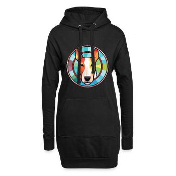 Bullterrier-Hunderasse Aquarell-Illustration - Hoodie-Kleid - Schwarz - Vorne