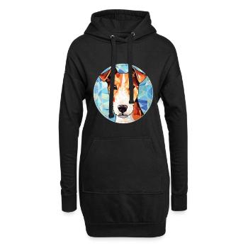 Foxterrier glatte Hunderasse buntes Aquarell - Hoodie-Kleid - Schwarz - Vorne