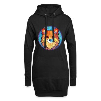 Deutsche Spitz Hunderasse Aquarell Illustration - Hoodie-Kleid - Schwarz - Vorne