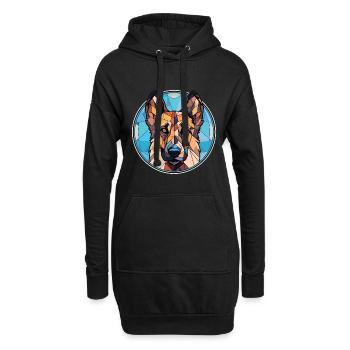 Berger d’Europe de l’Est race chien aquarelle verre - Sweat-shirt à capuche long Femme - noir - Devant