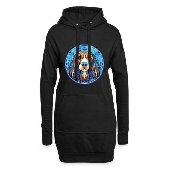 Griffon Bleu De Gascogne Race Chien Aquarelle - Sweat-shirt à capuche long Femme - noir - Devant