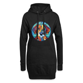 Kintamani chien race aquarelle verre Illustration - Sweat-shirt à capuche long Femme - noir - Devant
