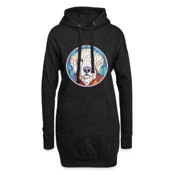 Kuvasz chien race coloré aquarelle illustration - Sweat-shirt à capuche long Femme - noir - Devant
