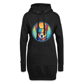 Norrbottenspets Hunderasse Aquarell Illustration - Hoodie-Kleid - Schwarz - Vorne