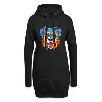 Hokkaido Japanische Hunderasse Buntes Aquarell - Hoodie-Kleid - Schwarz - Vorne