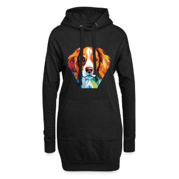 Kooikerhondje chien race aquarelle illustration - Sweat-shirt à capuche long Femme - noir - Devant